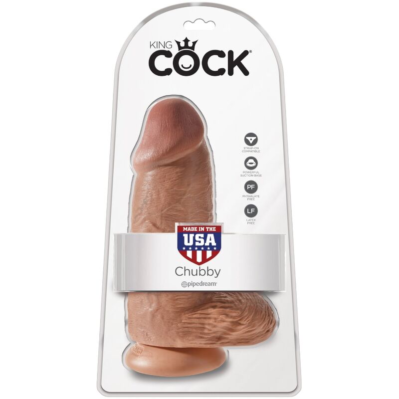 Penis realistico King Cock Chubby da 23 cm colore caramello, dettagli realistici e texture naturale, ideale per uso personale.