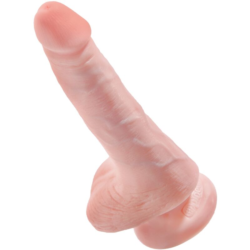 Penis realistico KING COCK con sfere, lunghezza 13.5 cm, design leggero, dettagli realistici e texture morbida.