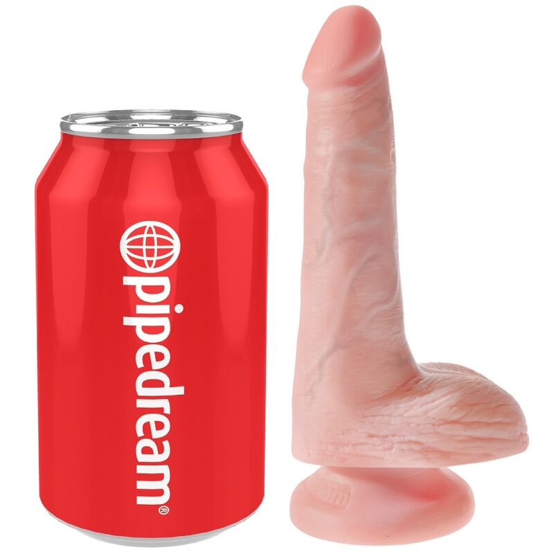 Penis realistico leggero KING COCK con sfere, lungo 13,5 cm, dettagli realistici e morbidi, ideale per uso personale.