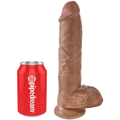 Penis realistico KING COCK con sfere, lunghezza 19.8 cm, colore caramel, dettagli realistici e texture naturale.
