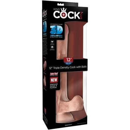 Penis realistico KING COCK con sfere 3D, lunghezza di 24,8 cm, dettagli realistici e texture naturali.