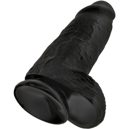 Pene realistico passodato KING COCK nero lungo 23 cm, dettagli realistici e texture morbida, ideale per uso erotico.