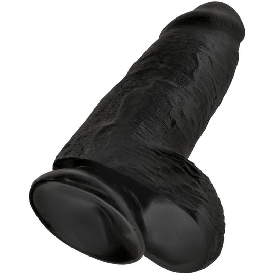 Pene realistico passodato KING COCK nero lungo 23 cm, dettagli realistici e texture morbida, ideale per uso erotico.