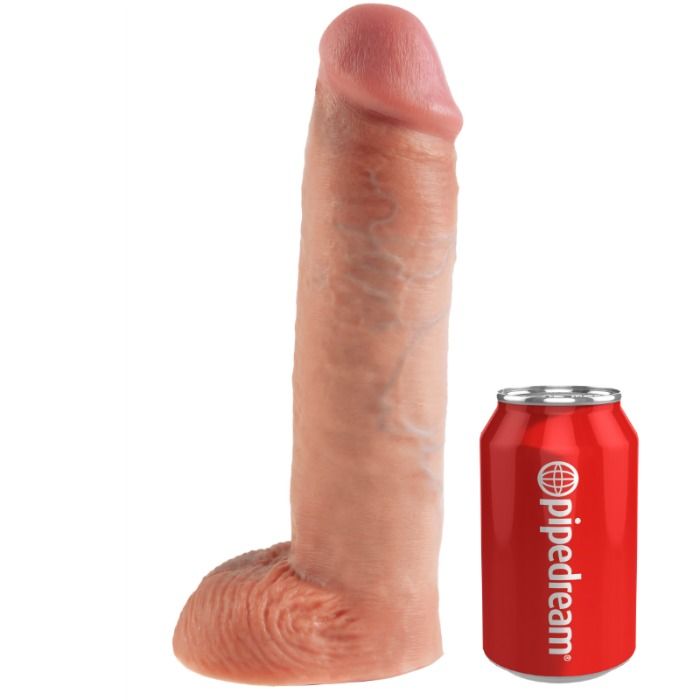 Sistema di regolazione Hollow Strap-On KING COCK in carne, lunghezza 28 cm, con dettagli realistici e comodo da indossare.