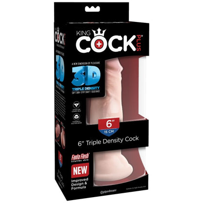 Dildo triplo densità KING COCK PLUS, lunghezza 15 cm, con superficie dettagliata e forma realistica, visibile nell'immagine.