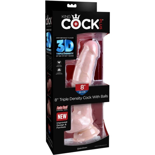 Dildo triplo densità KING COCK PLUS di 18,4 cm, con superficie dettagliata e design realistico, ideale per stimolazione intensa.