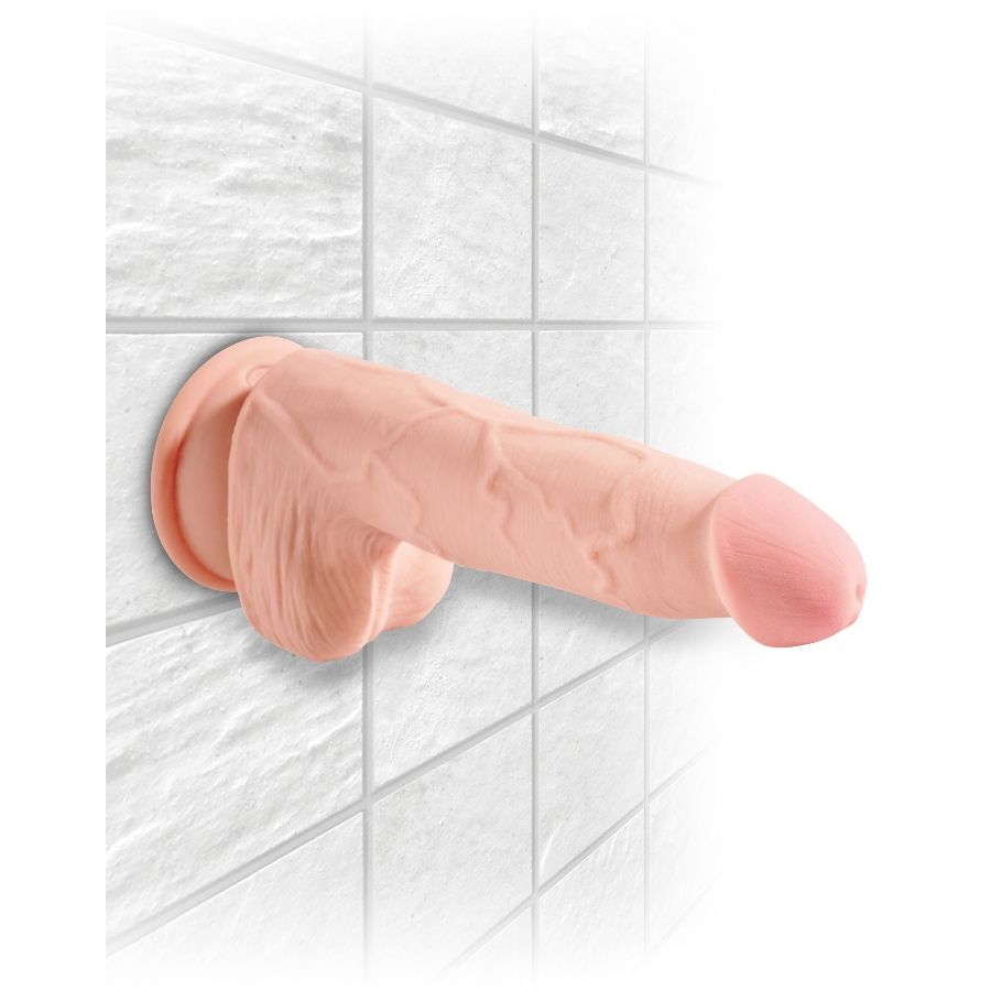 Dildo tripla densità KING COCK PLUS, lunghezza di 19 cm, con superficie dettagliata, visibile in primo piano nell'immagine.