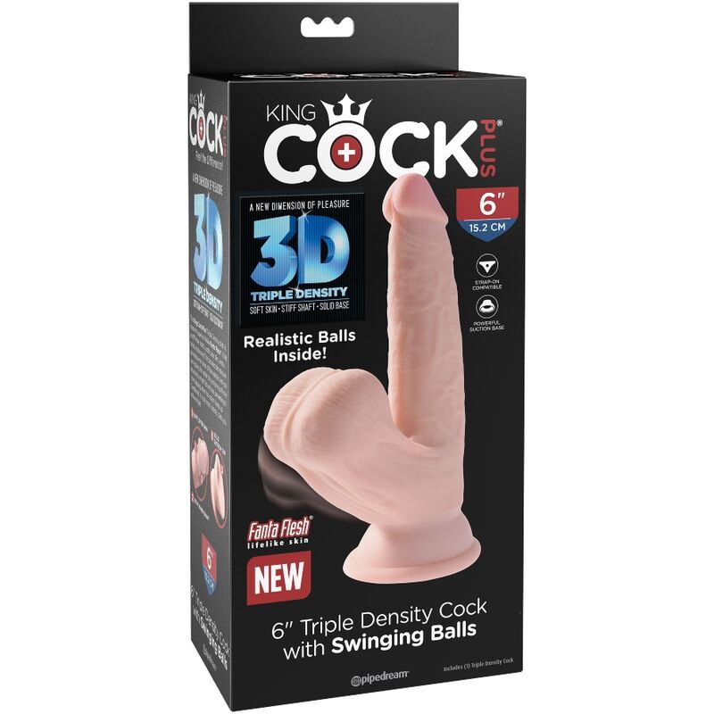 Dildo oscillante KING COCK PLUS da 12,7 cm con sfere 3D, morbido e realistico, ideale per stimolazione e piacere personale.