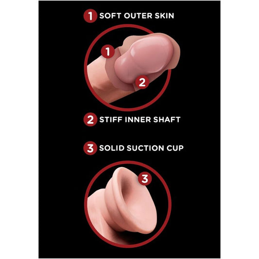 Dildo oscillante KING COCK PLUS, 15,2 cm, con sfera in pelle chiara, design realistico e dettagliato.