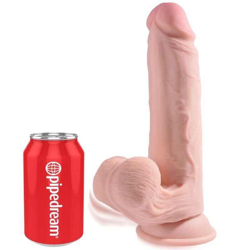 Dildo oscillante KING COCK PLUS, 20,3 cm, con sfere 3D e superficie dettagliata, ideale per stimolazione e piacere.