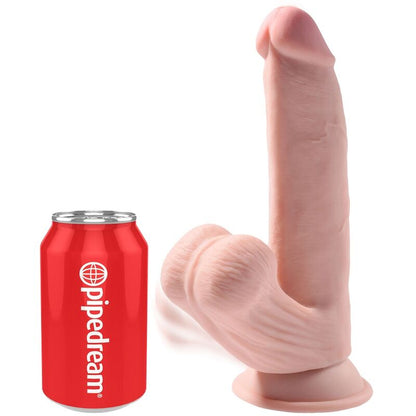 Dildo oscillante KING COCK PLUS in pelle chiara, lunghezza 24,5 cm, con sfera 3D e design realistico.