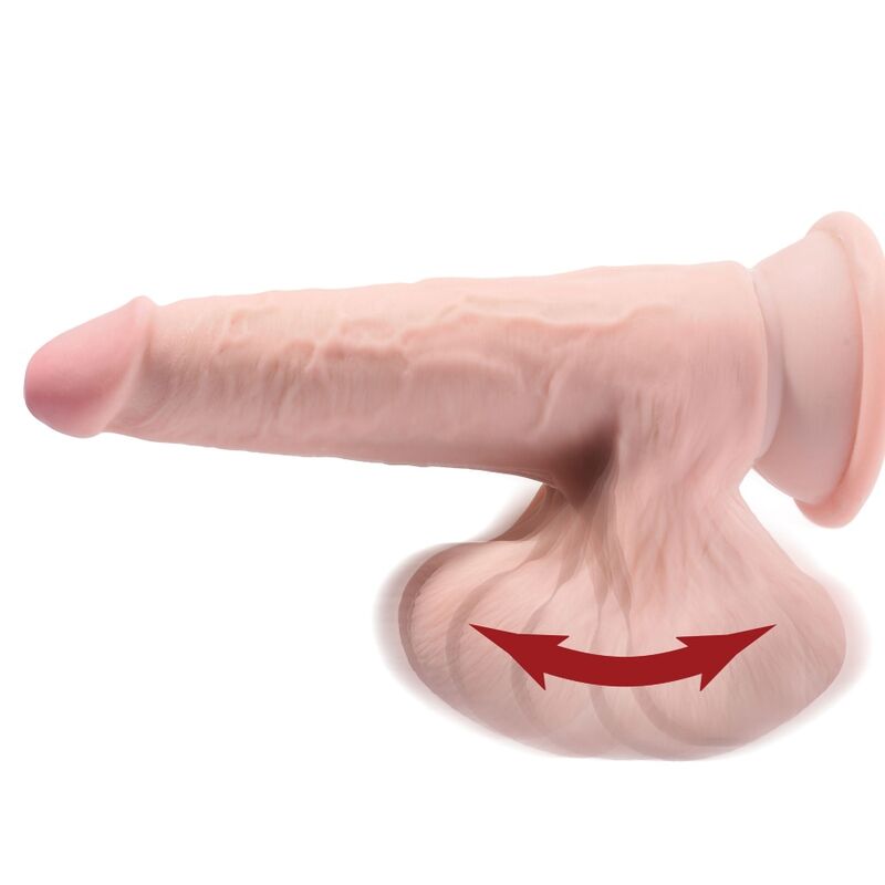 Dildo oscillante KING COCK PLUS in pelle chiara, lunghezza 24,5 cm, con sfere 3D e design realistico.