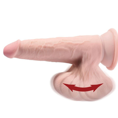 Dildo oscillante KING COCK PLUS in pelle chiara, lunghezza 24,5 cm, con sfere 3D e design realistico.