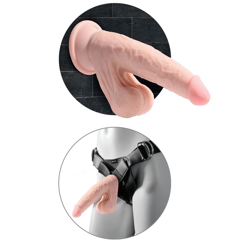 Dildo oscillante KING COCK PLUS, lunghezza 24,5 cm, con pelle chiara, design realistico e sfere mobili.