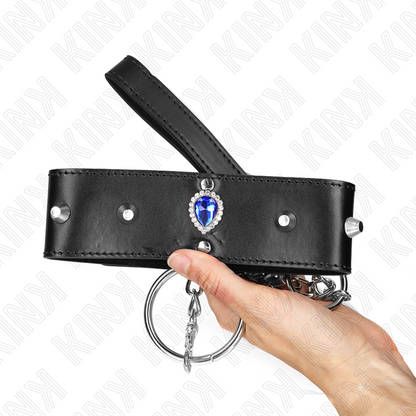 Collana KINK di 65 cm con cinturino regolabile e diamanti blu, dettagli eleganti e raffinati, lunghezza regolabile 36-43 cm.