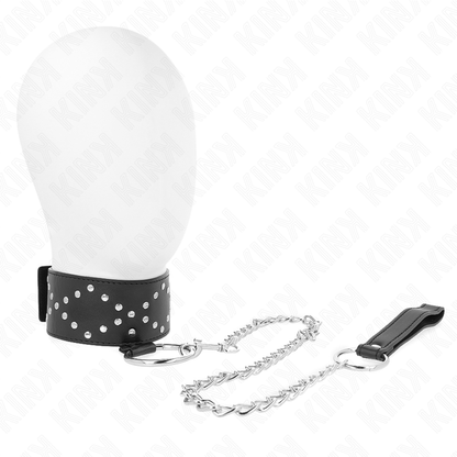 Collana e guinzaglio KINK con borchie in argento, lunghezza regolabile 36-43 cm, modello 3, ideale per giochi BDSM.