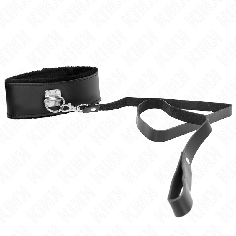 Collana con cintura regolabile in pelle nera KINK, lunghezza 116 cm, cinturino da 40 a 48 cm, larghezza 6 cm, stile bondage.