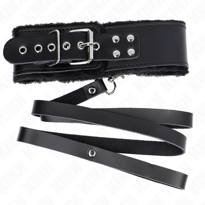 Collana con cintura KINK in pelle nera regolabile, lunghezza 116 cm, cinturino 40-48 cm, larghezza 6 cm, accessorio di moda.