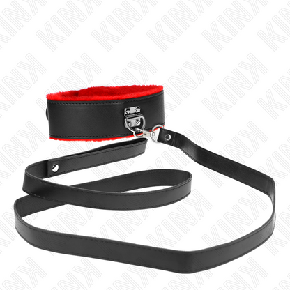 Collana con cintura KINK in pelle rossa regolabile, lunga 116 cm, cinturino di 6 cm, con dettagli in stile bondage.