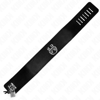 Collana con cintura regolabile KINK, lunghezza 116 cm, modello 2, larga 5 cm, in materiali neri, per uso seduttivo e stile alternativo