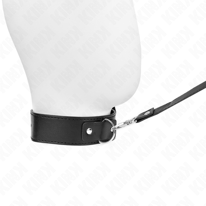 Collana con cintura regolabile KINK in nero, lunghezza 116 cm, cinturino da 32-50 cm, larghezza 8 cm, in stile bondage.