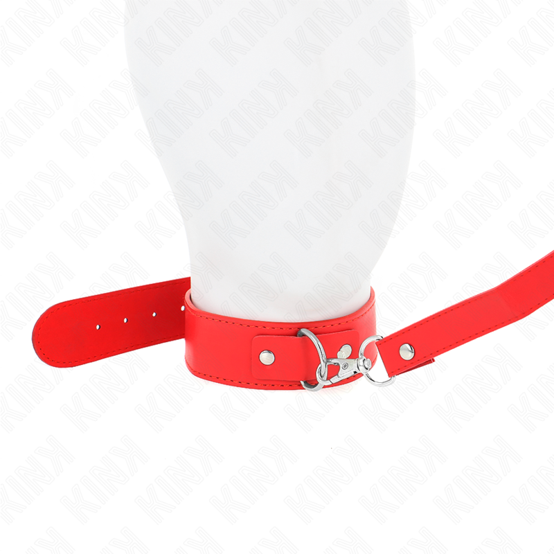 Collana con cintura regolabile KINK in rosso, cinturino di 116 cm, resistente e comoda, dettaglio di cinturino da 32 a 50 cm.
