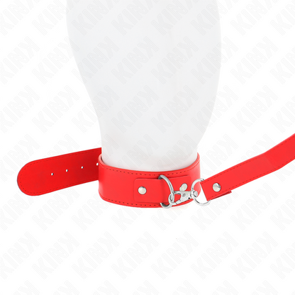 Collana con cintura regolabile KINK in rosso, cinturino di 116 cm, resistente e comoda, dettaglio di cinturino da 32 a 50 cm.