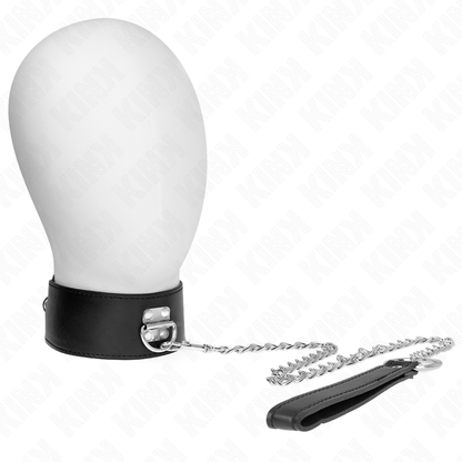 Collana con cintura KINK in pelle nera larga, regolabile da 33,5 a 41 cm, stile BDSM, con cinturino largo e chiusura regolabile.