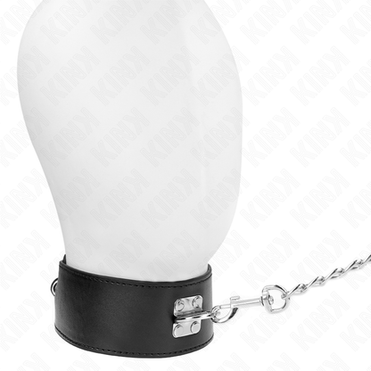 Collana con cintura KINK in pelle nera regolabile, lunga 65 cm con cinturino largo da 33,5 a 41 cm, stile BDSM.