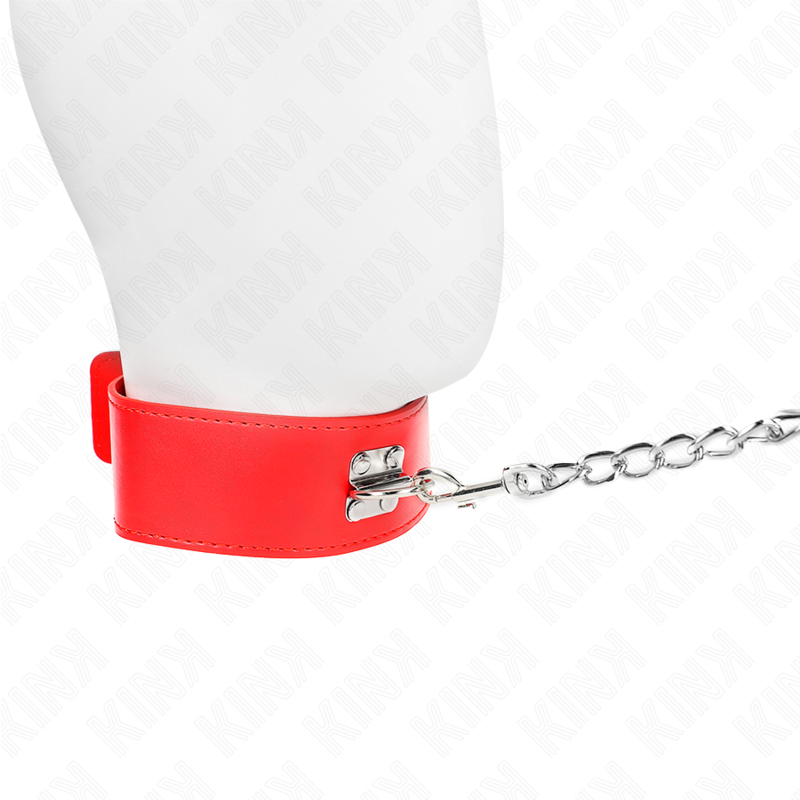 Collana con cintura regolabile KINK in rosso, lunga 65 cm, con cinturino largo 5 cm e lunghezza regolabile 33,5-41 cm.