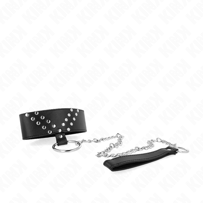 Collana con cintura KINK in pelle nera, lunghezza 65 cm, con rivetto a V regolabile tra 36-43 cm, stile bondage e accessorio moda