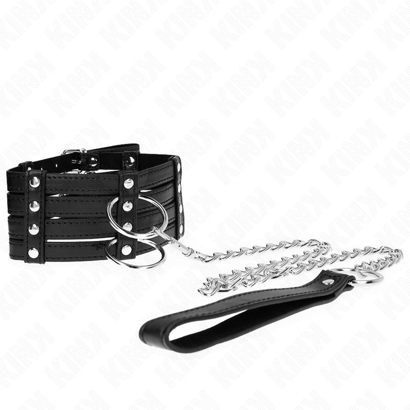 Collana con cintura KINK in stile sub, regolabile da 35 a 51 cm, lunga 65 cm, con dettagli in metallo nero.