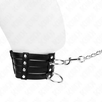 Collana con cintura KINK da 65 cm, stile sub regolabile da 35 a 51 cm, in stile bondage, con dettagli in pelle e metallo.