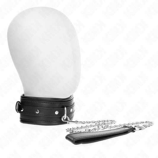 Collana con cinturino con fibbia lucida KINK, lunghezza regolabile di 65 cm, dettagli in metallo lucido, prodotti KINK COLLAR & GAG
