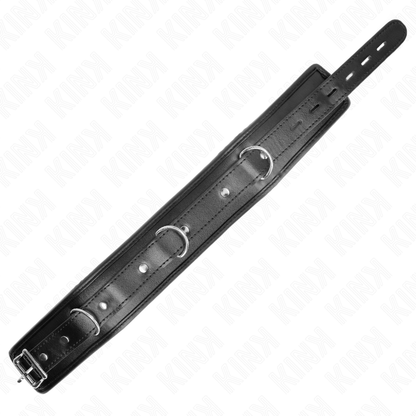 Collana regolabile KINK in similpelle spugna, modello 3, lunghezza 37-54 cm, larga 3 cm, con cinturino in stile kinky.