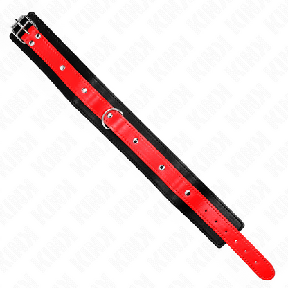 Collana con cinturino rosso di KINK, lunghezza regolabile tra 36 e 43 cm, cinturino da 5 cm, accessorio di marca KINK COLLAR & GAG.