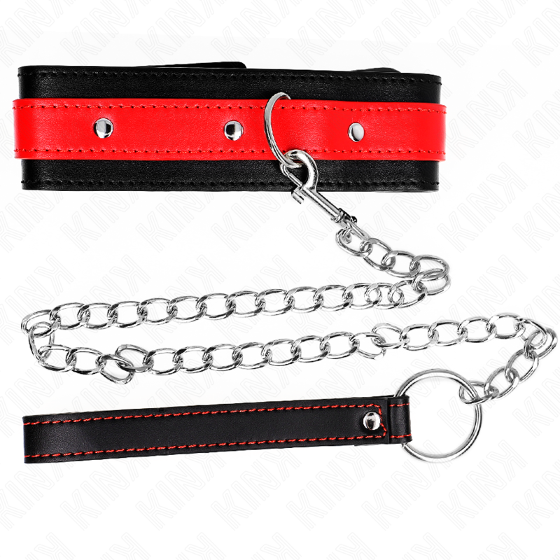 Collana con cinturino rosso regolabile KINK, lunghezza 65 cm, con dettagli in metallo e cinturino in pelle.