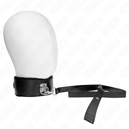 Collana con guinzaglio KINK in argento nero, regolabile 40-48 cm, con borchie e chiusura robusta, stile elegante e resistente.