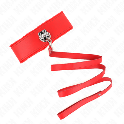 Collana con guinzaglio KINK in argento e pelle rossa, lunga 116 cm, con borchie, regolabile tra 40-48 cm, modello 4.