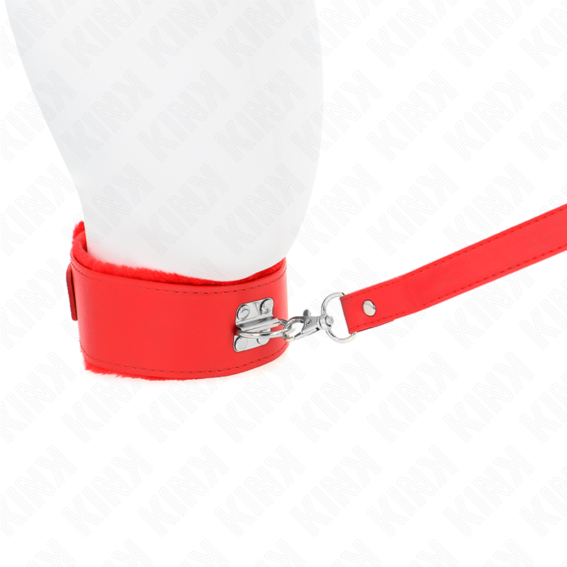 Collana con guinzaglio KINK in argento con borchie rosse, regolabile 40-48 cm, modello 4, lunghezza 116 cm.