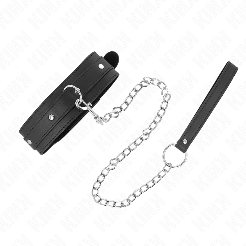 Collana con guinzaglio KINK, lunga 65 cm, con anello regolabile da 38 a 49 cm, in materiale resistente, stile bondage
