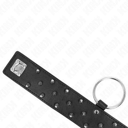 Collana con guinzaglio KINK in argento, modello regolabile con borchie, lunga 65 cm e regolabile tra 36-43 cm, stile audace.