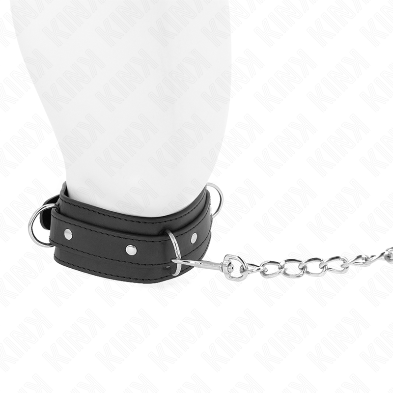 Collana con guinzaglio KINK, modello 3 anelli regolabile da 38 a 49 cm, in stile elegante e resistente, lunghezza 65 cm.