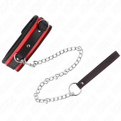 Collana pesante KINK con cintura regolabile da 36,5 a 50 cm, modello 2, in pelle nera e dettagli metallici.