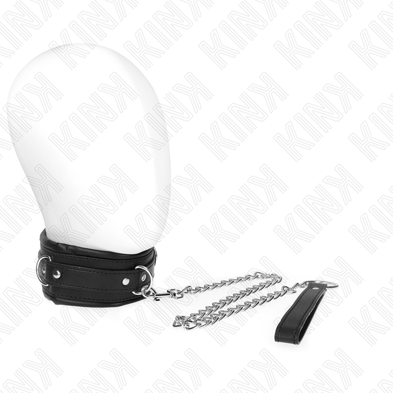 Collana pesante regolabile KINK con cintura da 65 cm, modello 4, in metallo nero, con dettagli e fibbia di regolazione