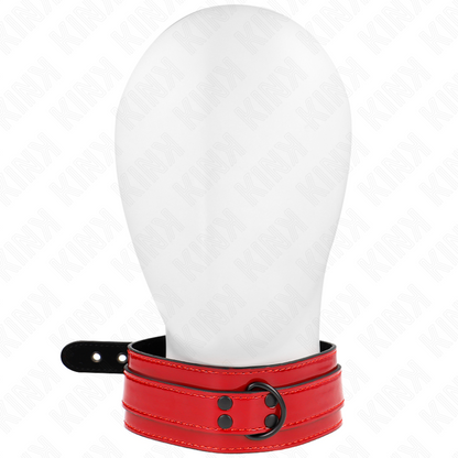 Collana regolabile KINK in vino rosso, lunga 37,5-49,5 cm, con dettagli in metallo nero e design elegante.