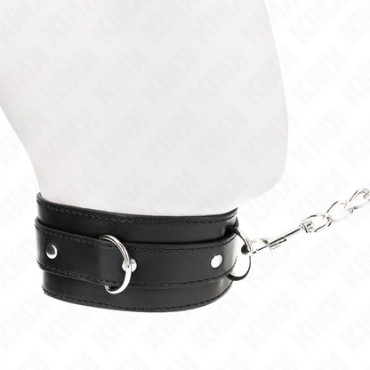Collare con cintura KINK, nero, 65 cm, con cinturino nero 54x4,5 cm, in pelle e metallo, accessorio BDSM elegante e resistente