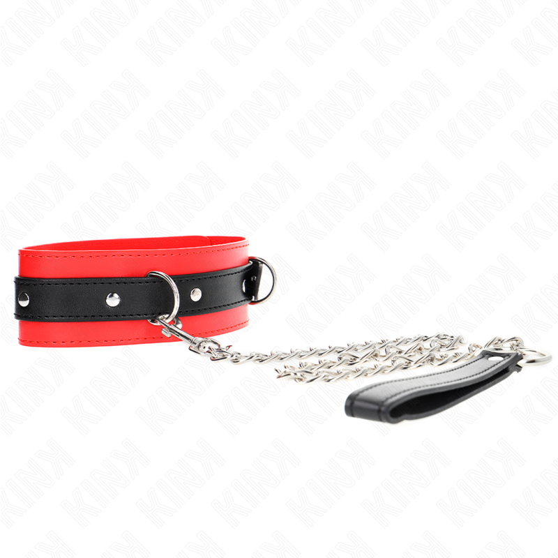 Collare con cintura KINK in pelle rossa da 65 cm, con cinturino da 54x4,5 cm, per gioco BDSM, marca KINK COLLAR & GAG