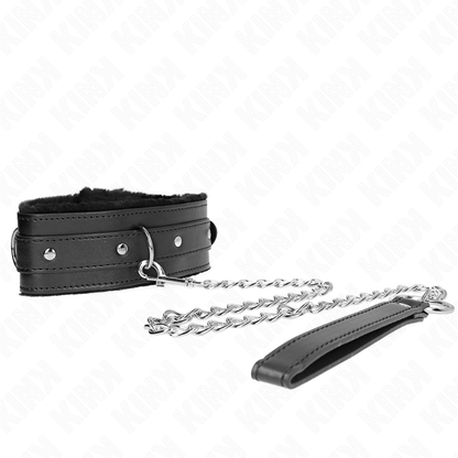 Collare e guinzaglio KINK in nero, lunghezza 65 cm con restrizioni regolabili, misura 36-42 cm, ampiezza 5,5 cm.