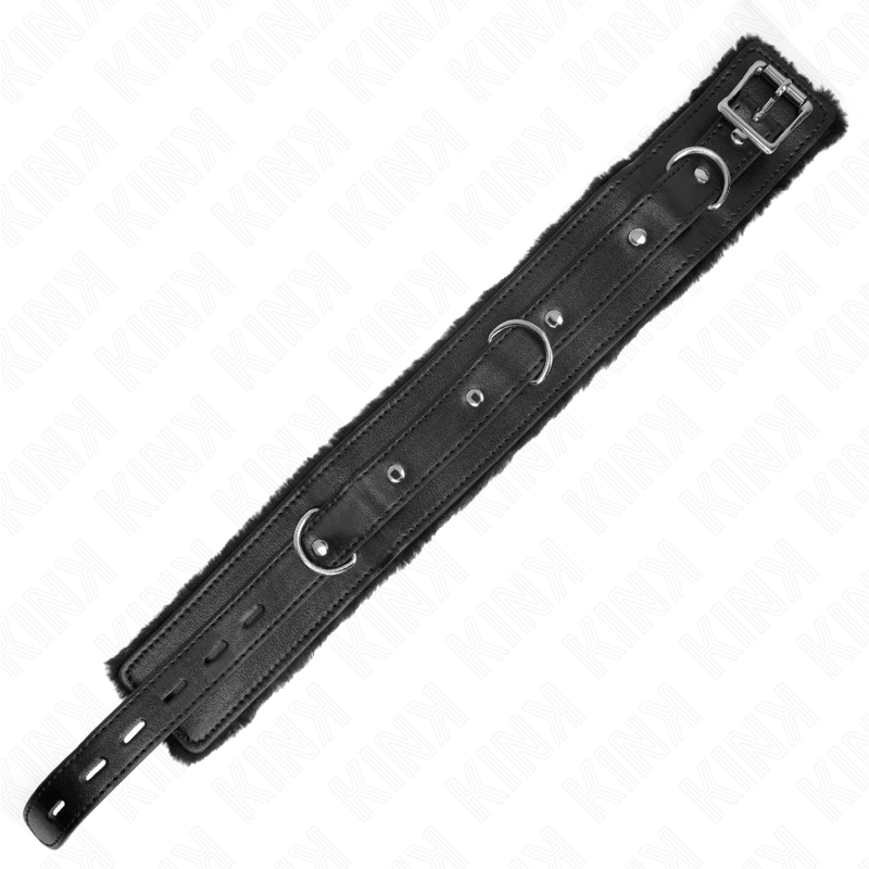 Collare con guinzaglio KINK nero, lunghezza 65 cm, con restrizioni regolabili, misura 36-42 cm, in pelle o materiale similare